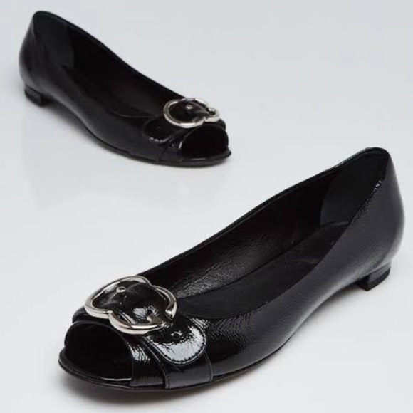 Gucci Black Flats with Silver Buckle - Picture 1 of 14
